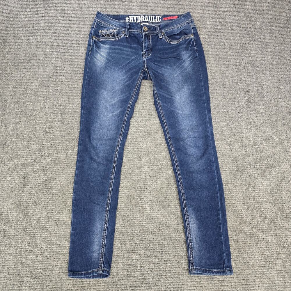 Hydraulic Lola Curvy Jeans Women 11/12 30x30 Super Skinny Blue Embellished Bling
